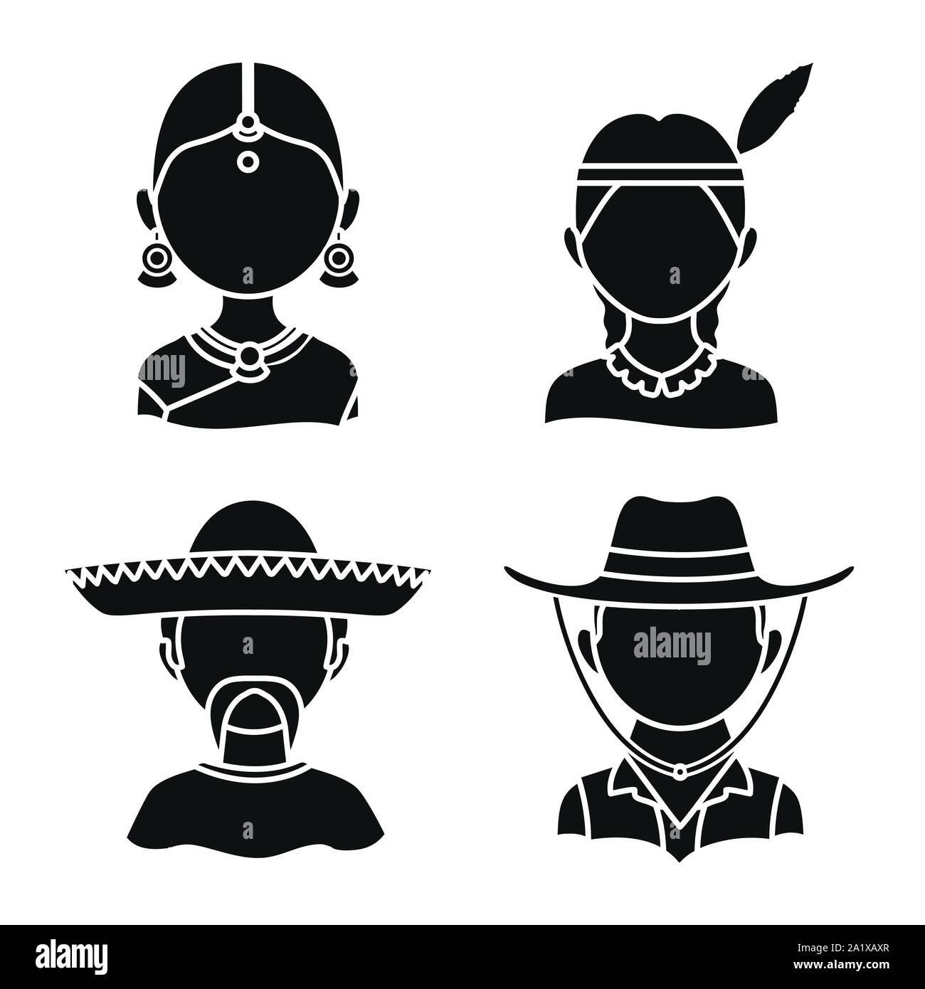 Isolated object of person and culture logo. Set of person and race  vector icon for stock. Stock Vector