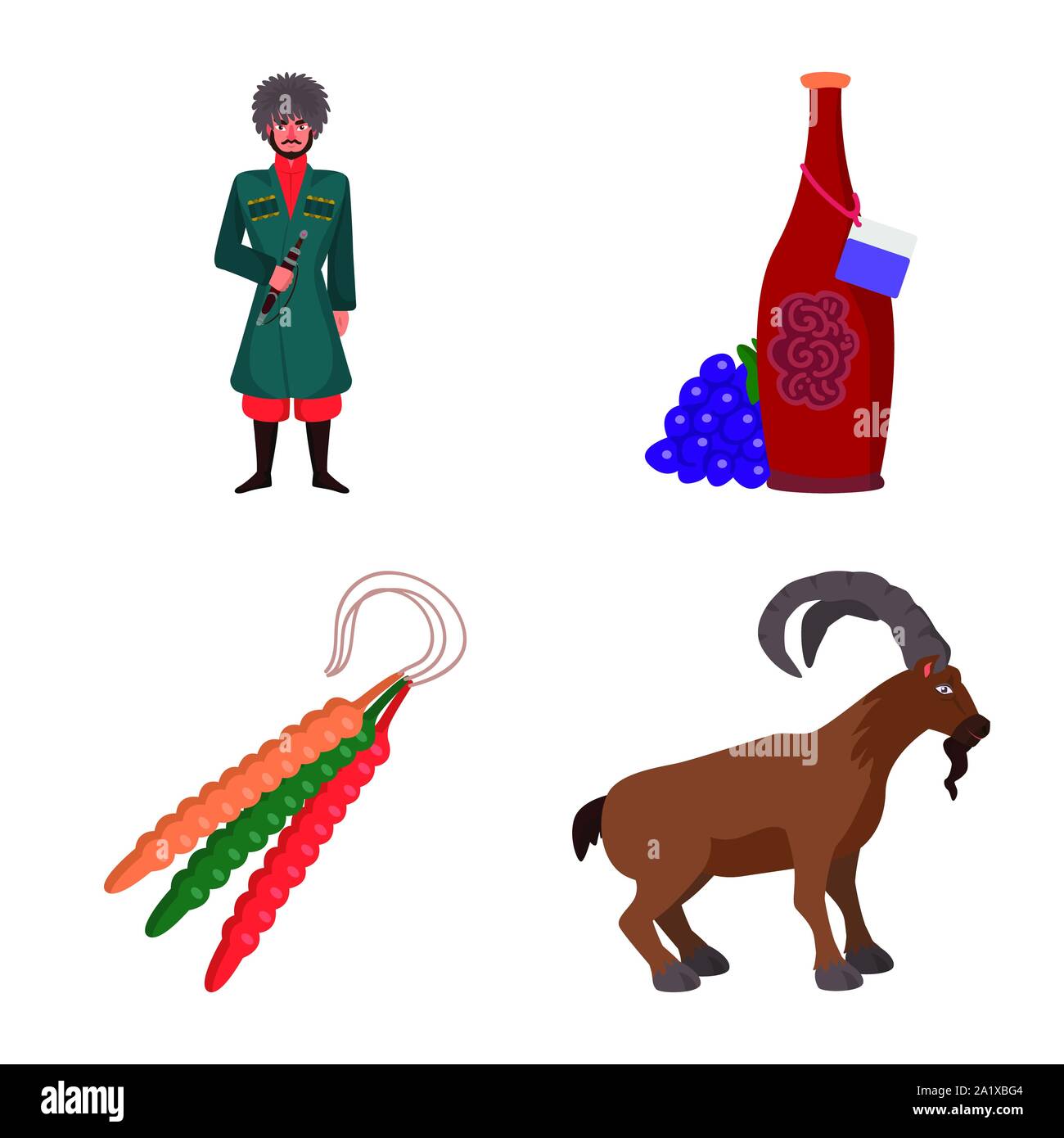 Isolated object of Caucasus and traditions icon. Set of Caucasus and ...