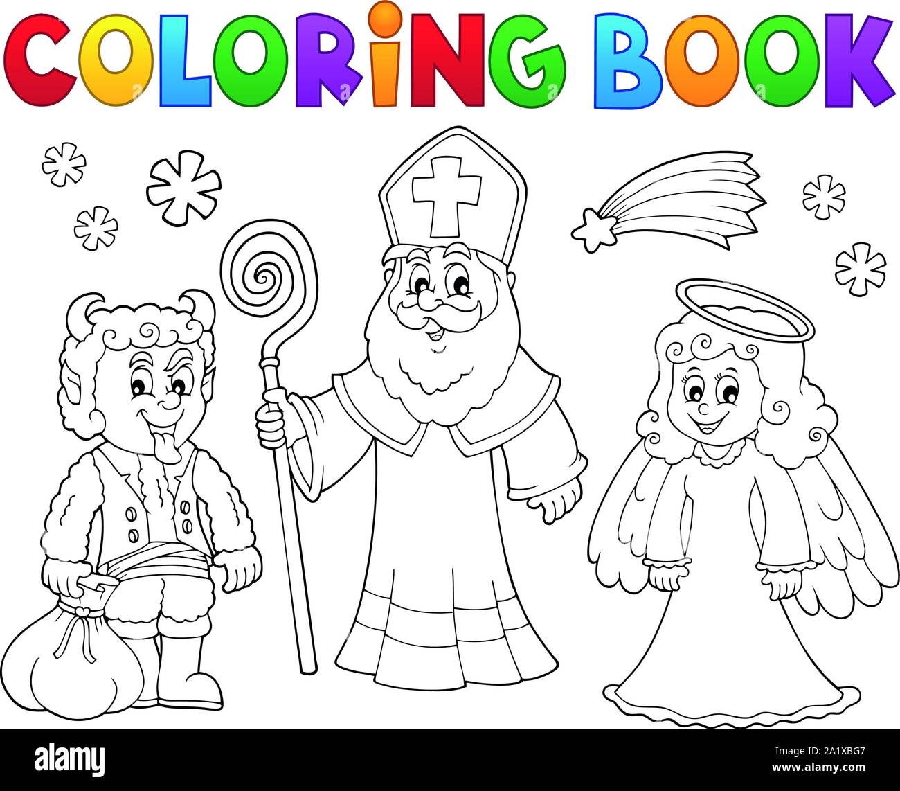 Coloring book Saint Nicholas Day theme 2 - eps10 vector illustration. Stock Vector