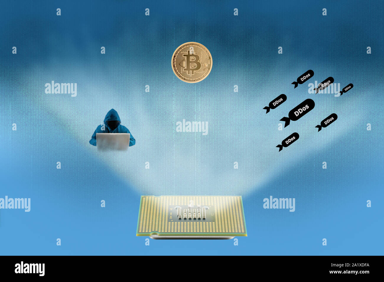 Cpu is the origin, hacker, DDoS Attack and bitcoin Stock Photo - Alamy