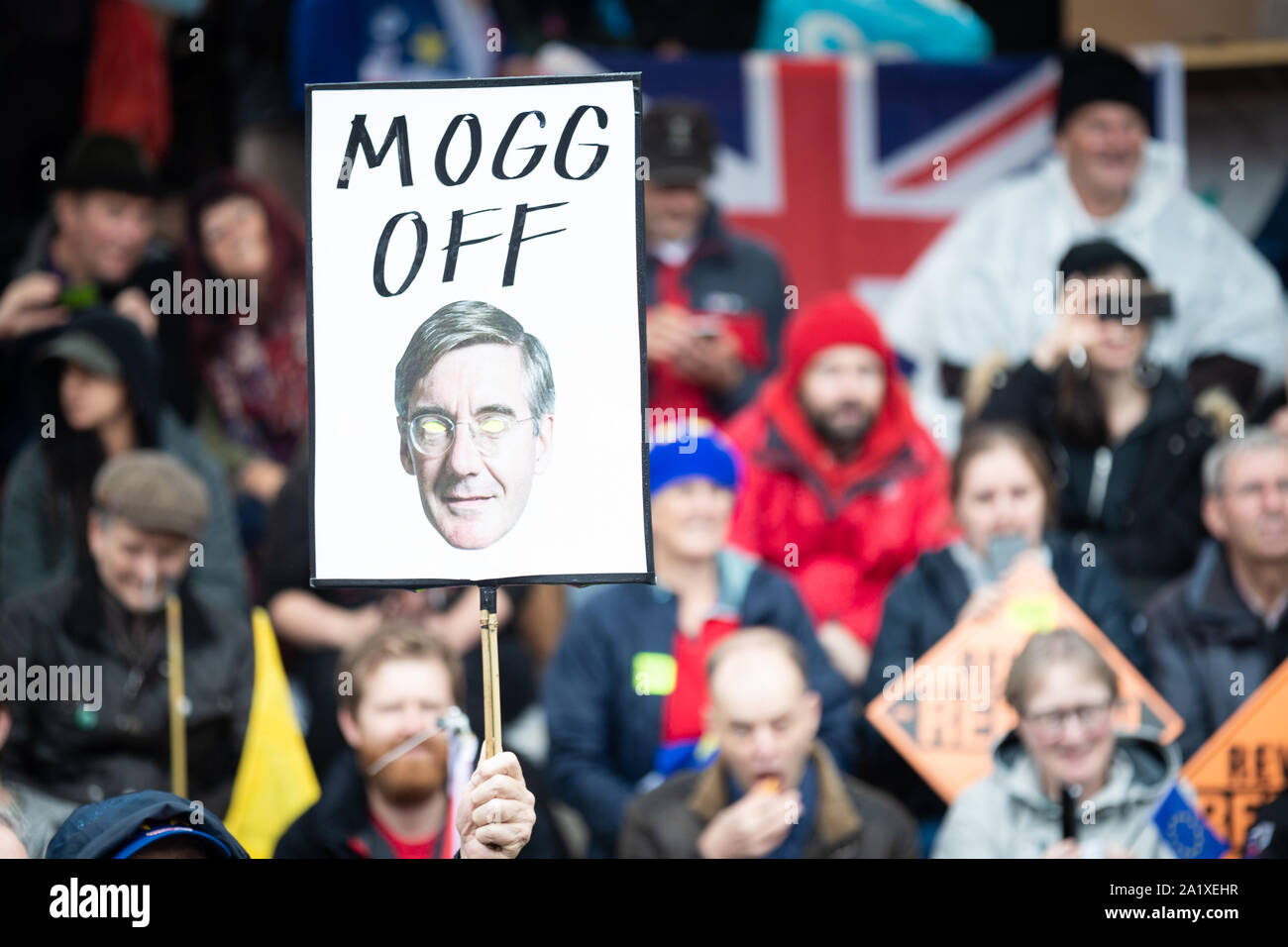 Manchester, UK. 29 September, 2019. Thousands of stop-Brexit demonstrators marched through the city and past the Conservative Party Conference this afternoon. Reject-Brexit supporters from across the country came in response to the anger felt towards the current political situation around Brexit. Andy Barton/Alamy Live News Stock Photo