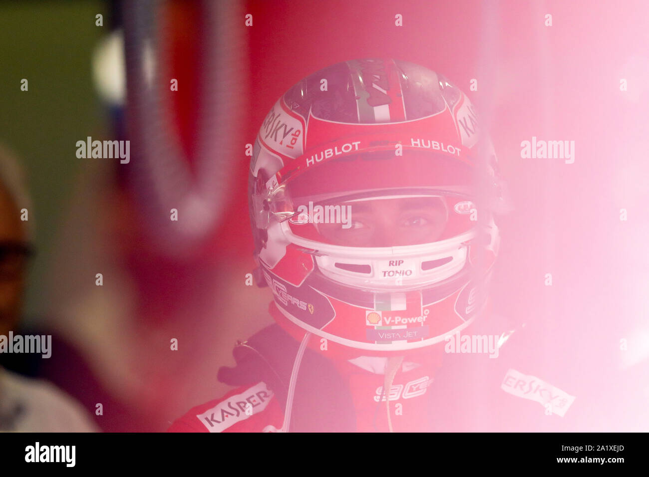 CHARLES LECLERC of Scuderia Ferrari at the Formula 1 Italian Grand Prix at Monza Eni Circuit in Monza, Italy. Stock Photo