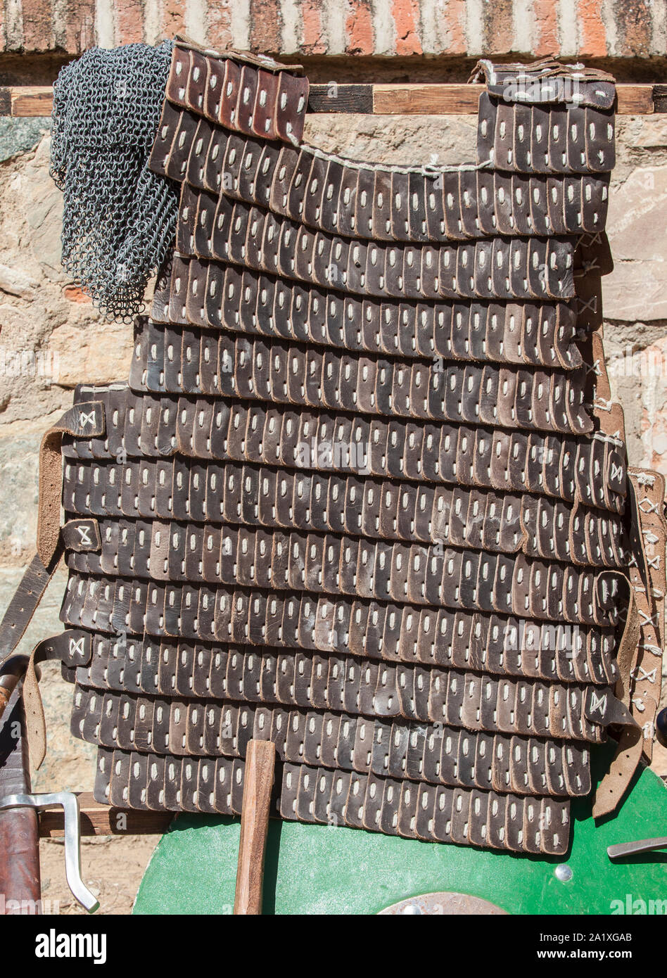 Lamellar armour used by moorish army during Reconquest period. It is made hardened leather of pig Stock Photo