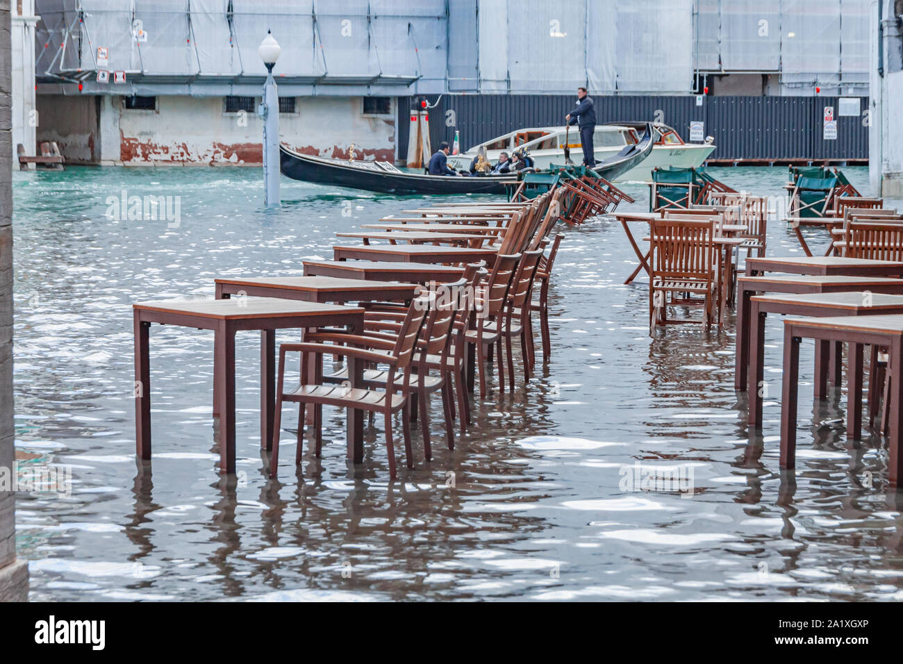 Flooding in St Marks Square in Venice, Italy Stock Photo
