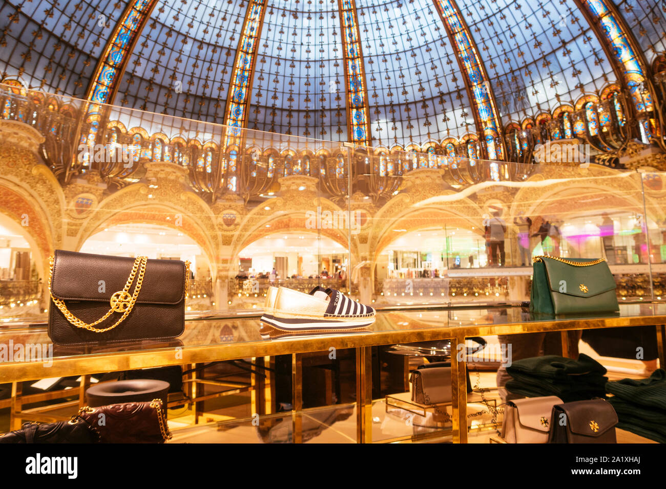 Paris, France - Sept 05, 2019: Luxury goods (Tory Burch) in the Galeries  Lafayette interior in Paris Stock Photo - Alamy