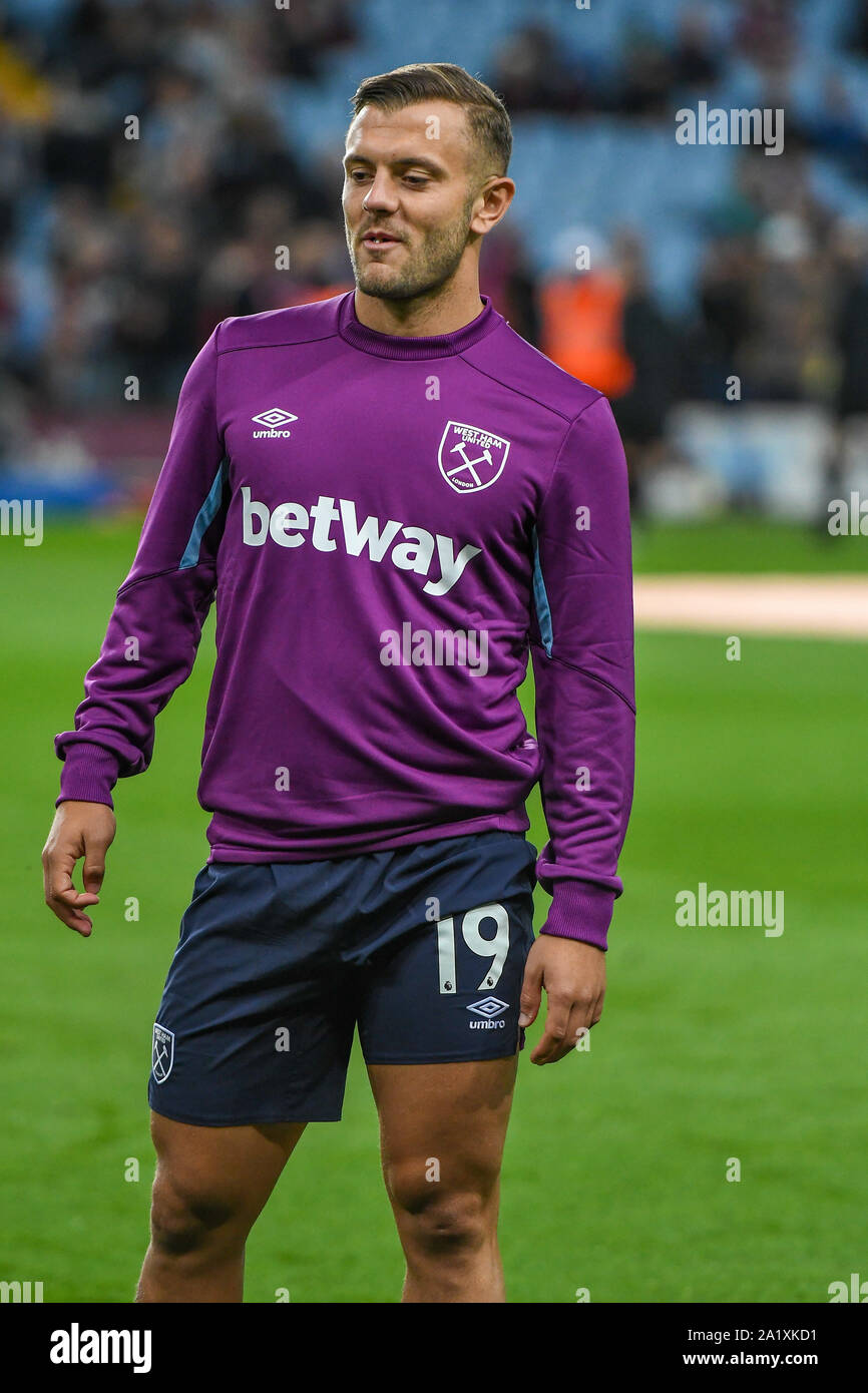 16th September 2019, Villa Park, Birmingham, England ; Premier League Football, Aston Villa vs West Ham ; Jack Wilshere of West Ham Credit: Gareth Dalley/News Images  English Football League images are subject to DataCo Licence Stock Photo