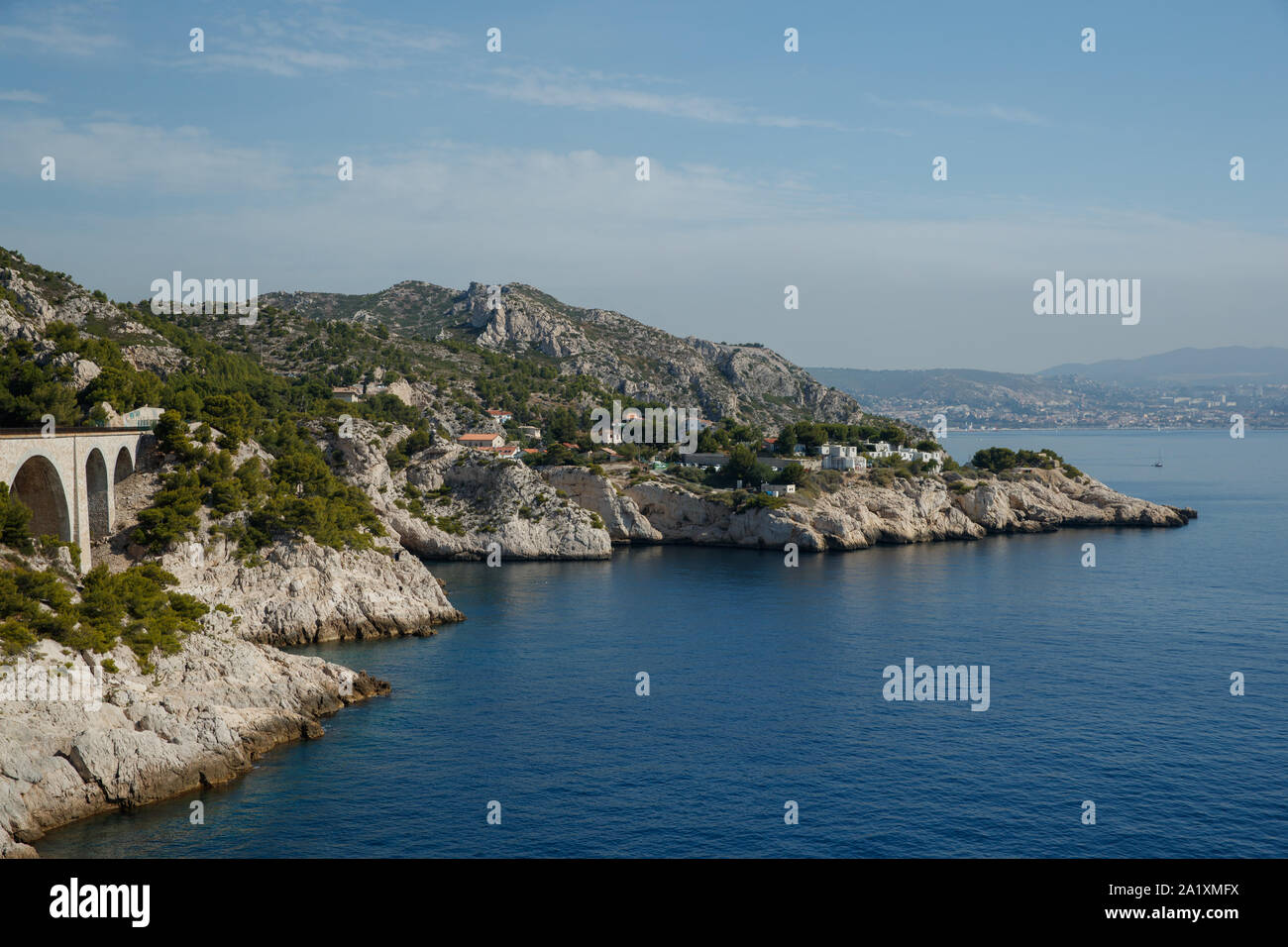 General view of the coastline in Niolon near Marseille Stock Photo