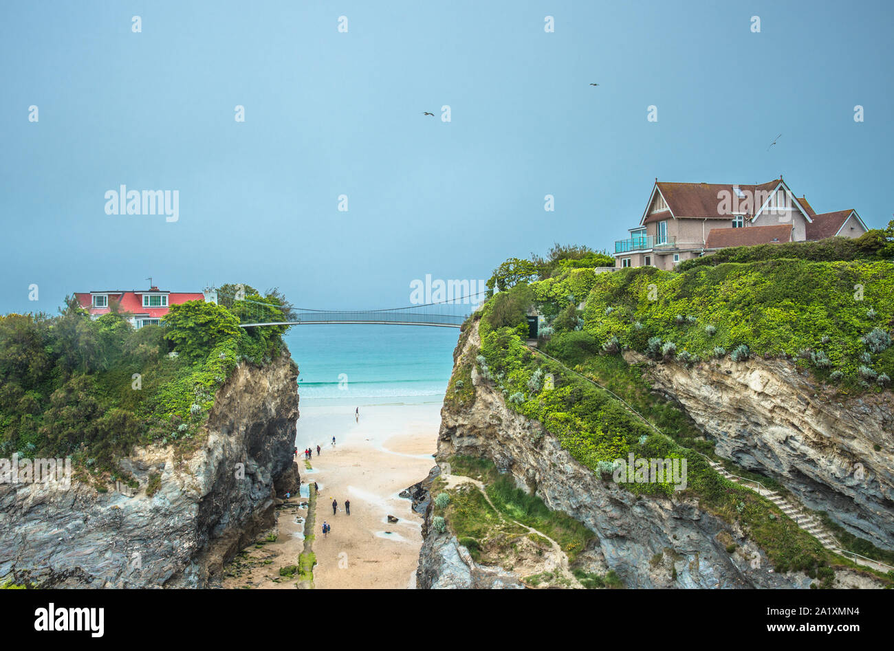 The House in the sea is a property accessed across a suspension bridge