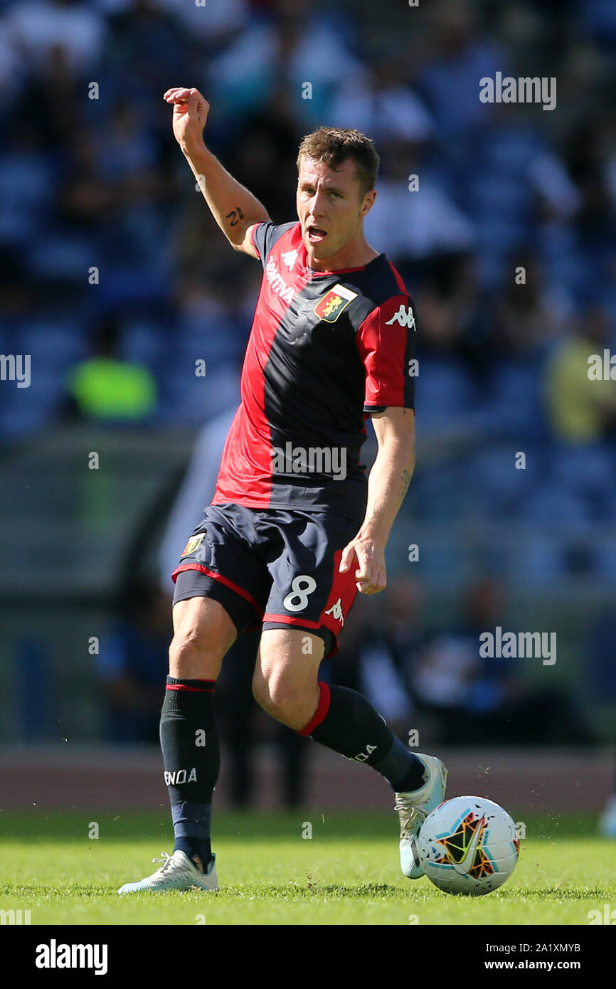 Soccer Serie A, Rome, Italy - 29 Sep 2019: L.Lerager (GENOA) in action during  Serie A soccer match between Lazio and Genoa, at the Rome Olympic Stadium. Stock Photo