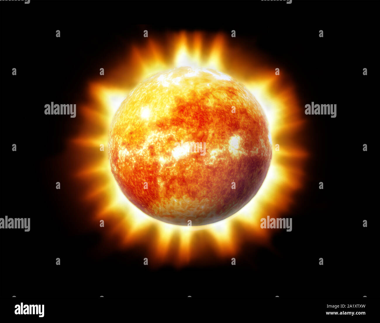 The Sun in Space 3D Illustration. Texture for render some elements this image furnished by NASA Stock Photo