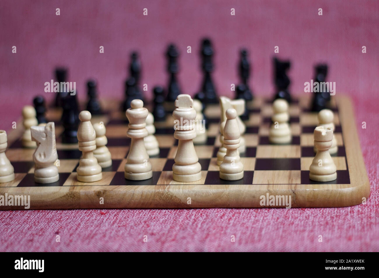 Chess game on a chess board. Wooden chess pieces Stock Photo Alamy