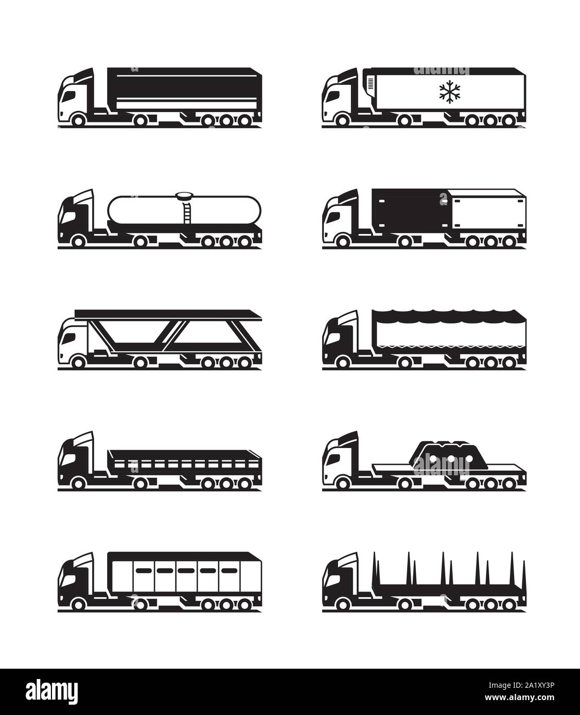 Trucks with trailers from above - vector illustration Stock Vector