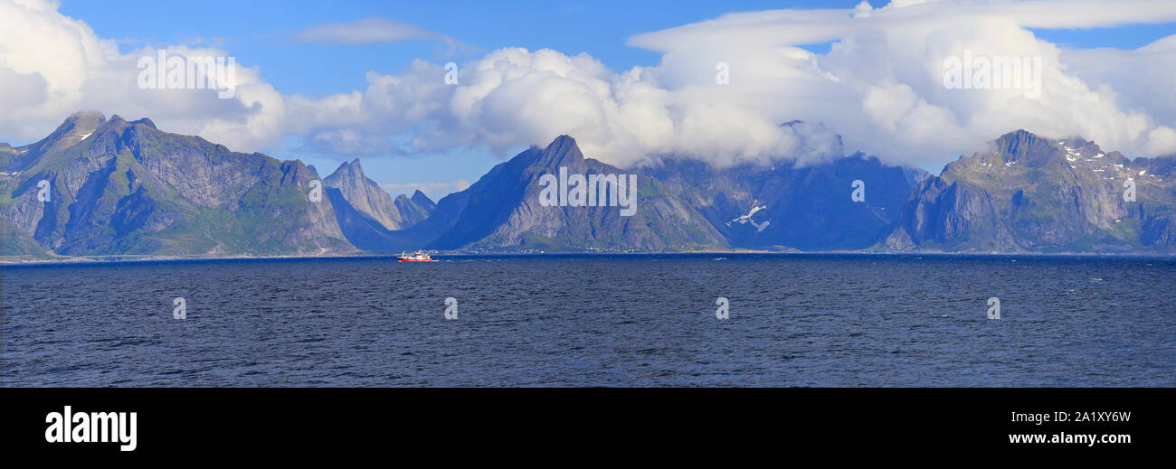 Panoramic view of Lofoten Islands, Norway Stock Photo