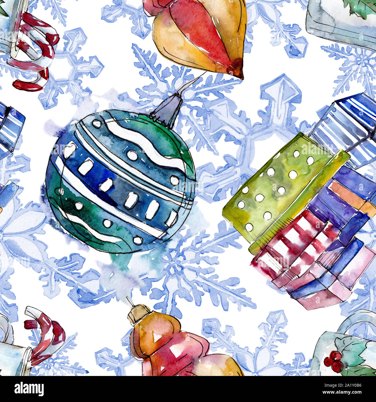 Christmas winter holiday symbol. 2020 year, happy holidays. Watercolor illustration set ...