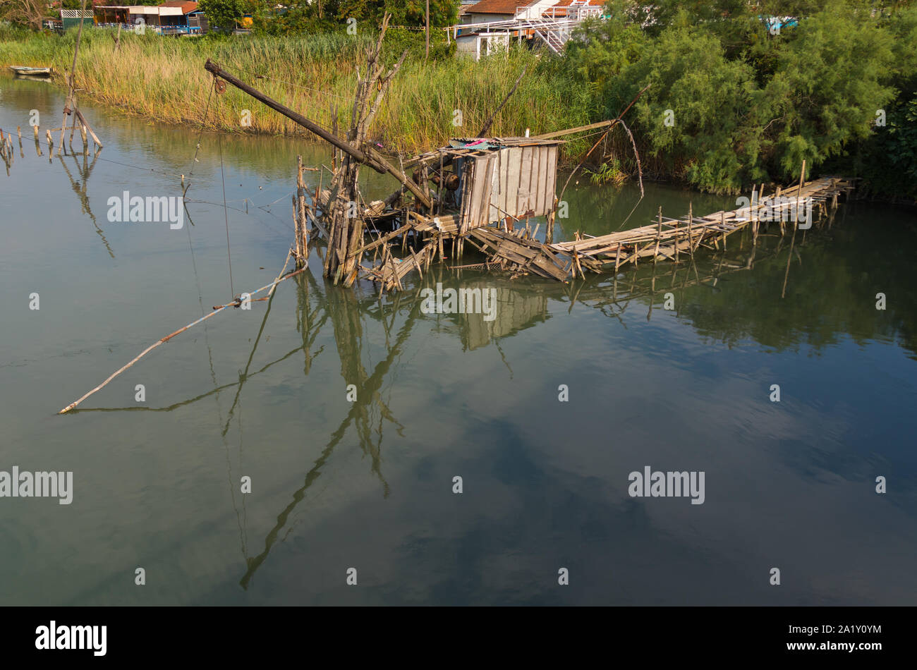 Fishing shack on Port Milena, Gjerana, Ulcinj, Montenegro Stock Photo