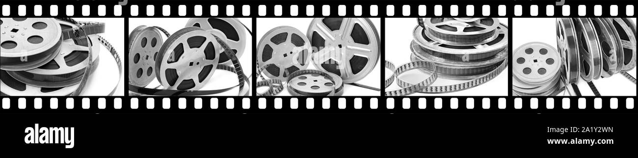 Collection film in frame isolated on white background Stock Photo