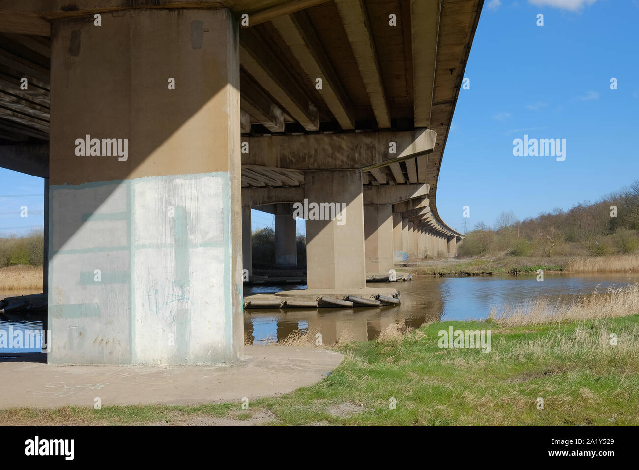 M56 motorway bridge over Frodsham Marsh, Cheshire, UK Stock Photo