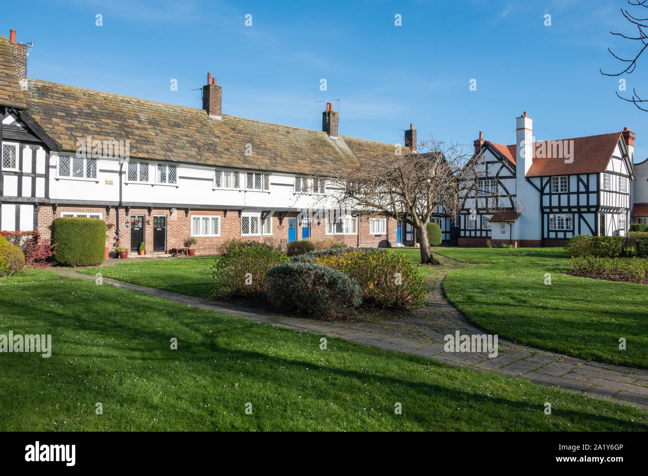 Houses in Port Sunlight village, Wirral, Merseyside, UK Stock Photo