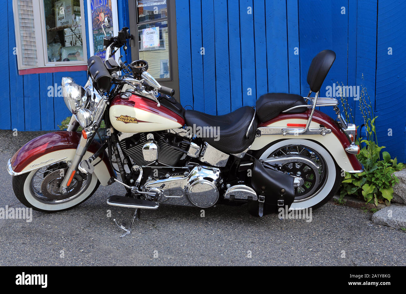 Harley Davidson motorcycle Rockport Massachusetts Stock Photo