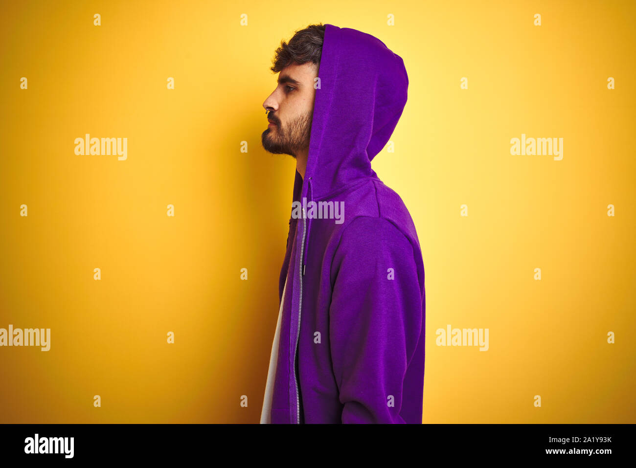 purple and yellow sweatshirt