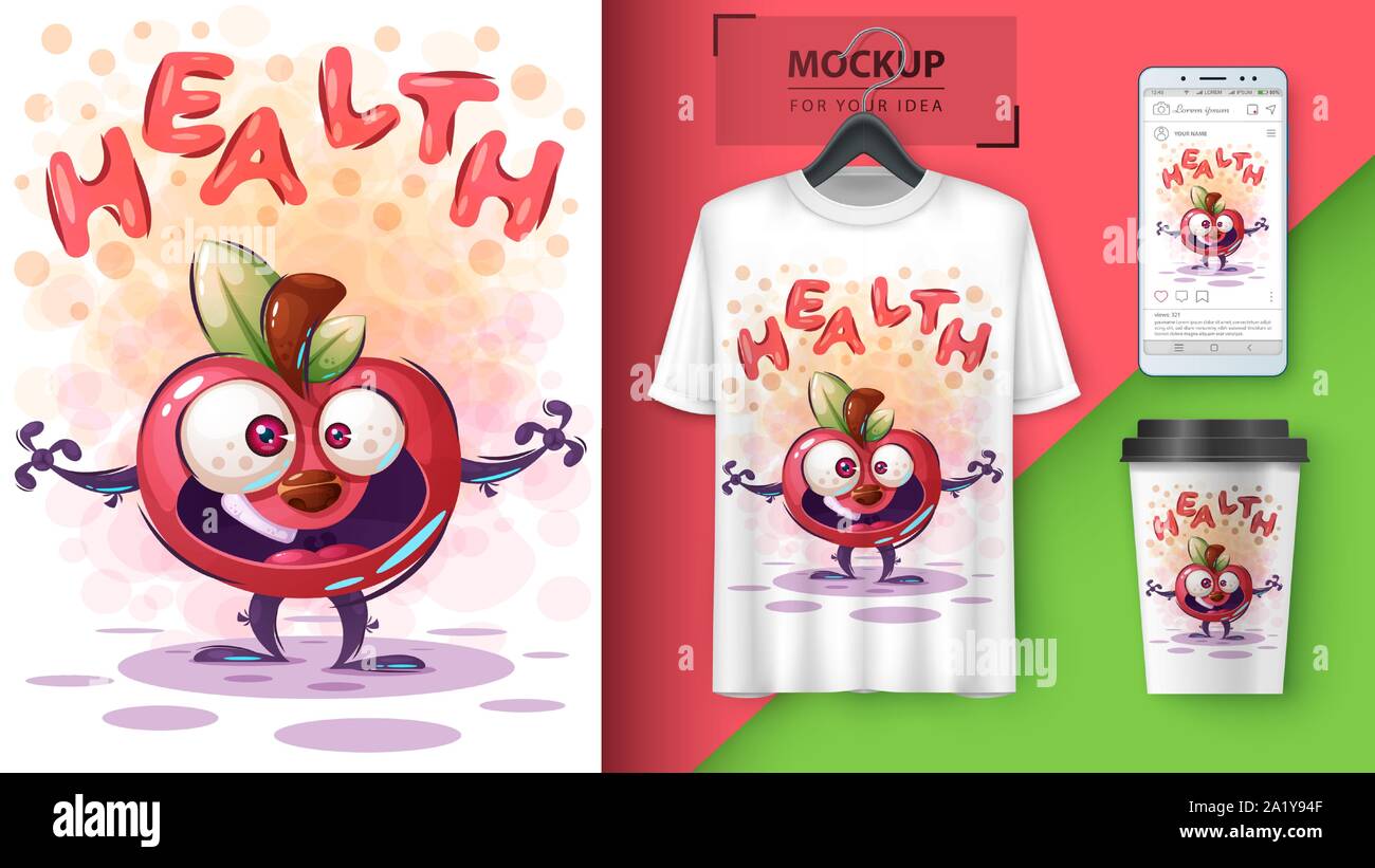 Health apple - mockup for your idea Stock Vector