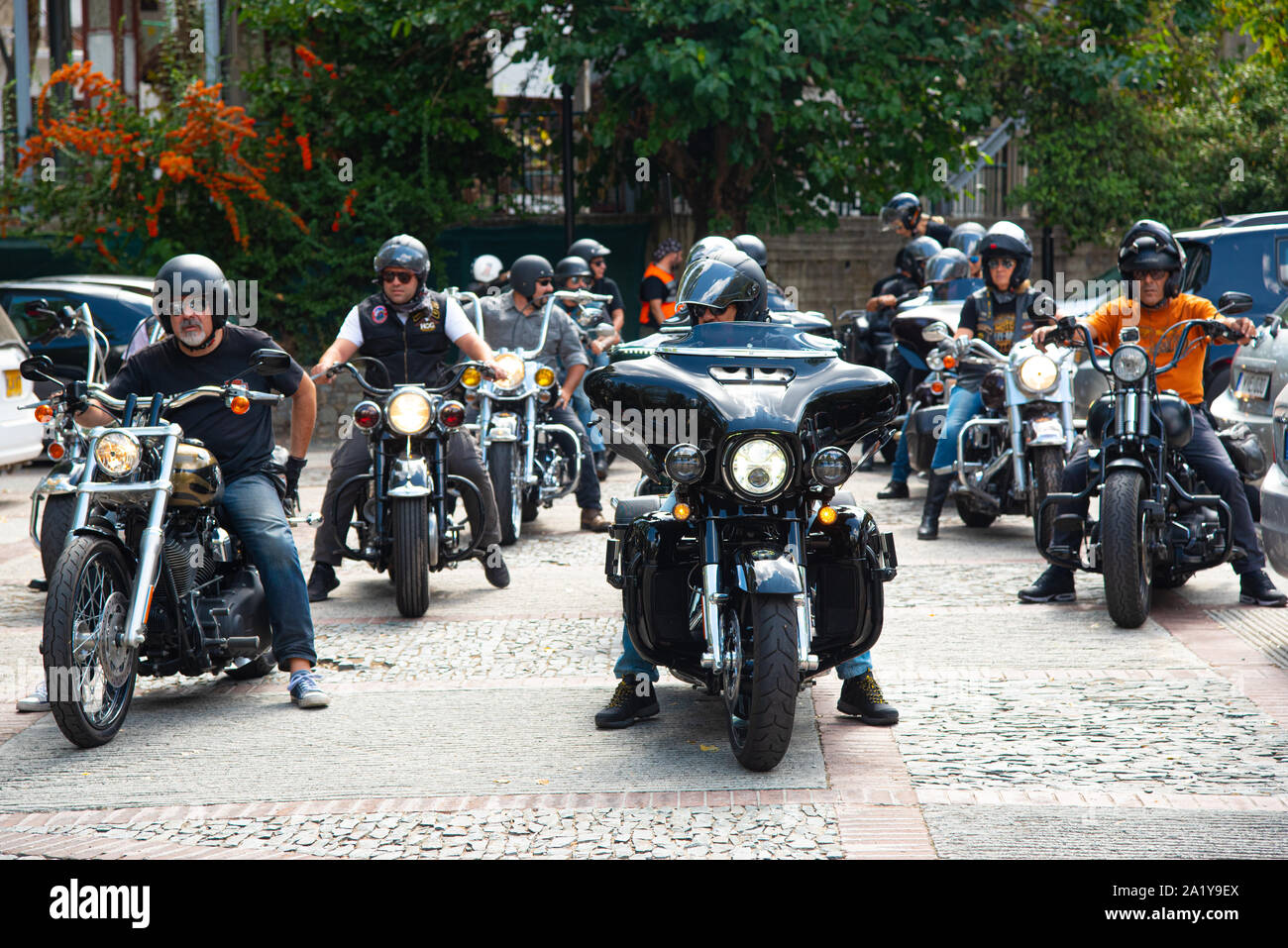 Nicosia, Cyprus September 2018 Group of Harley Davidson bikers