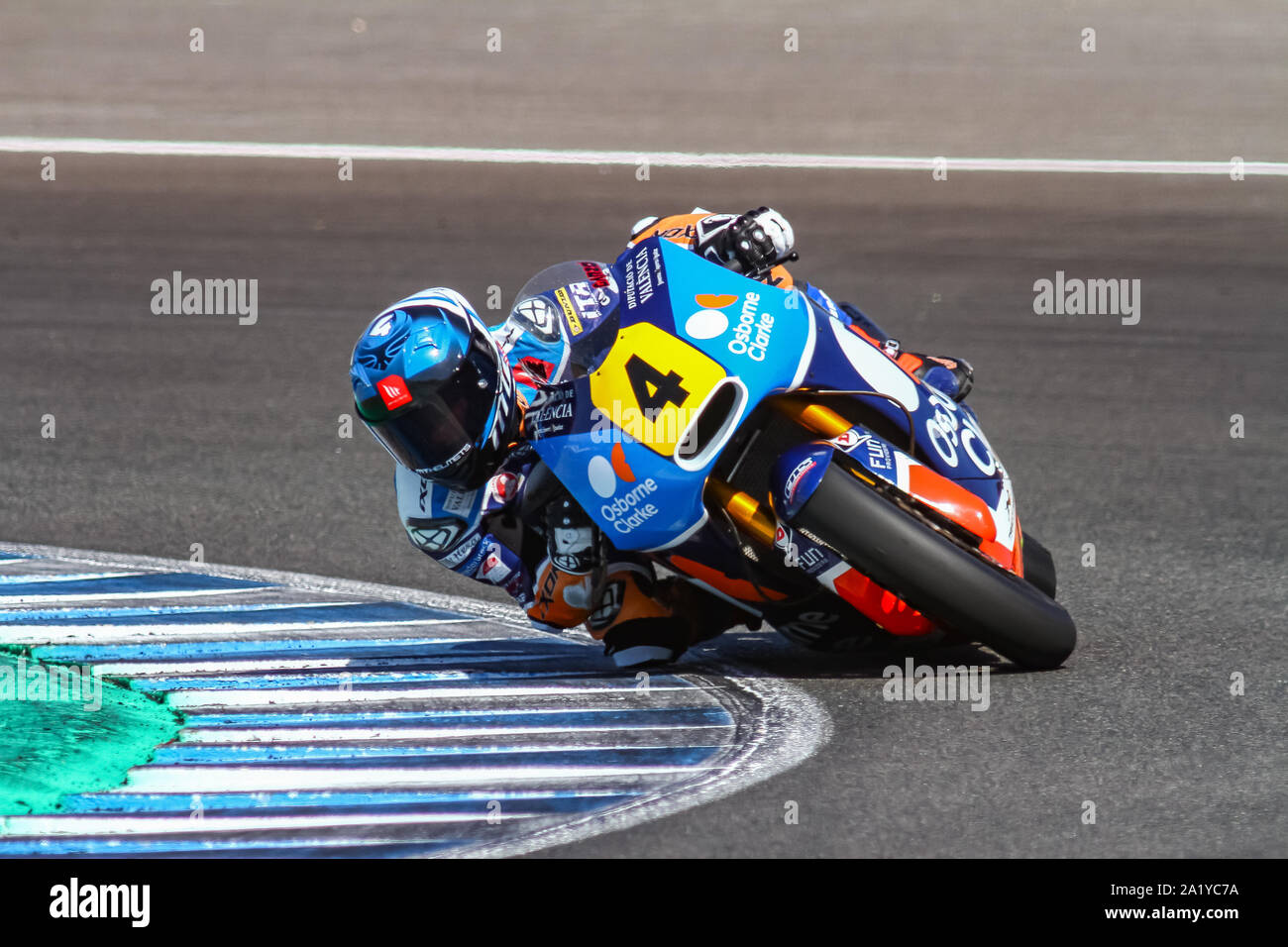 Moto2 riders, winner  Hector Garzo # 4, on race Stock Photo