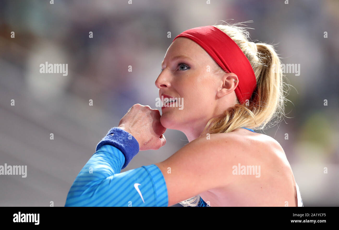 USA’s Sandi Morris during the Women’s Pole Vault final on day three of
