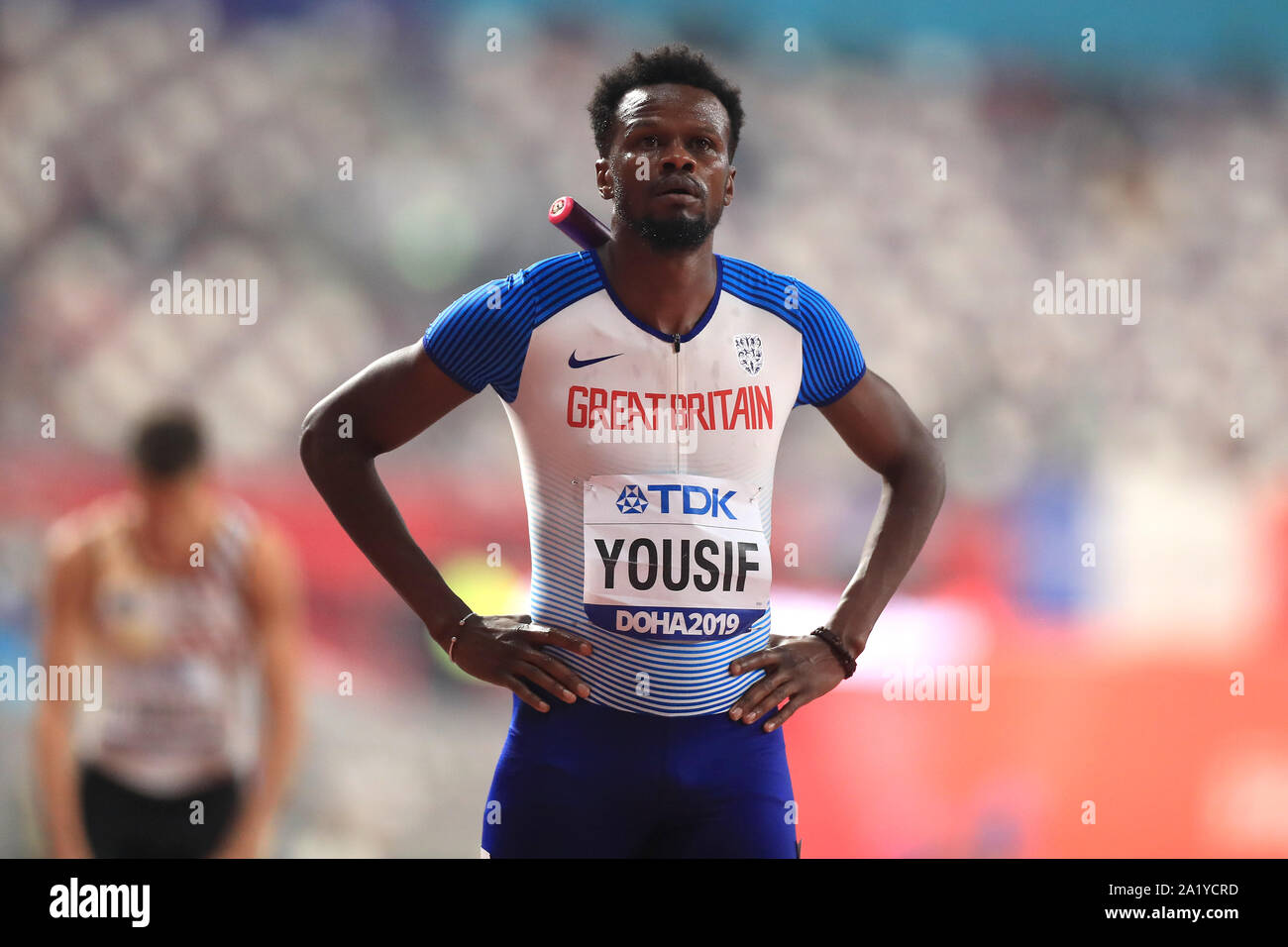 Great Britain's Rabah Yousif during the 4x400 Metres Mixed Final Relay ...