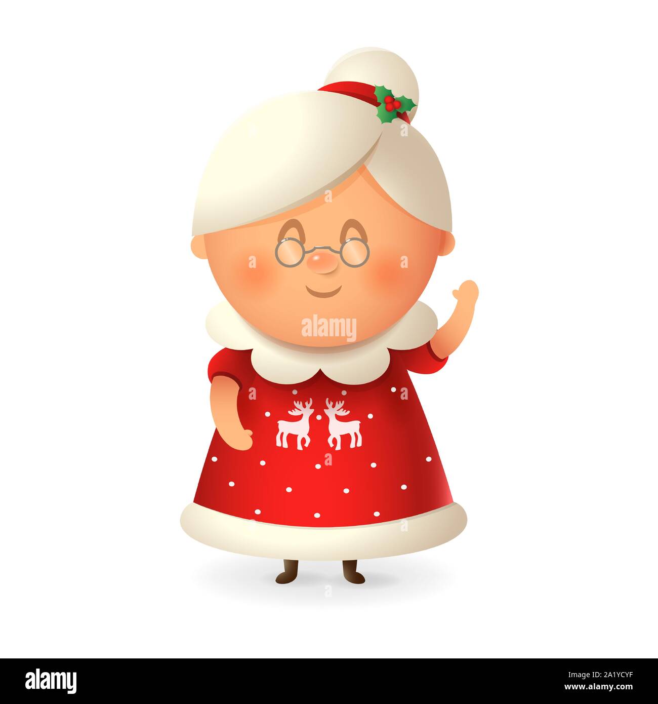 Mrs Claus - wife of Santa Claus - vector illustration isolated on transparent background Stock Vector