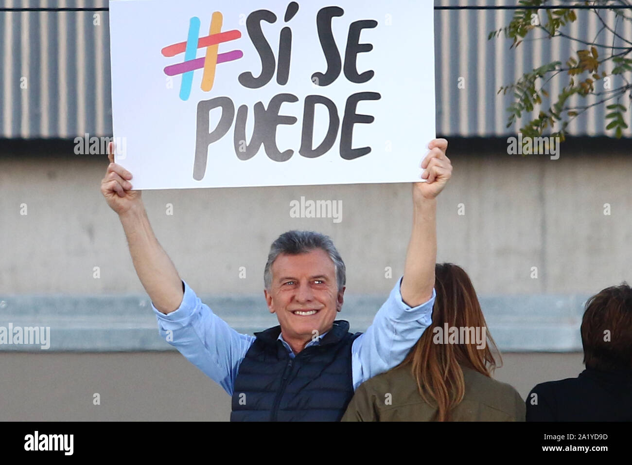 BUENOS AIRES, 28.09.2019: Mauricio Macri speaks in front of thowsands of supporters attend the first meeting of Juntos por el Cambio to support his re Stock Photo