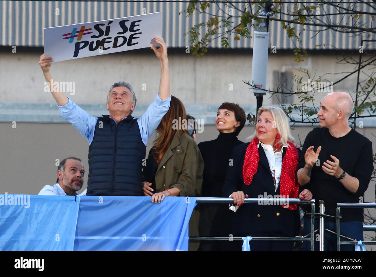BUENOS AIRES, 28.09.2019: Mauricio Macri speaks in front of thowsands of supporters attend the first meeting of Juntos por el Cambio to support his re Stock Photo