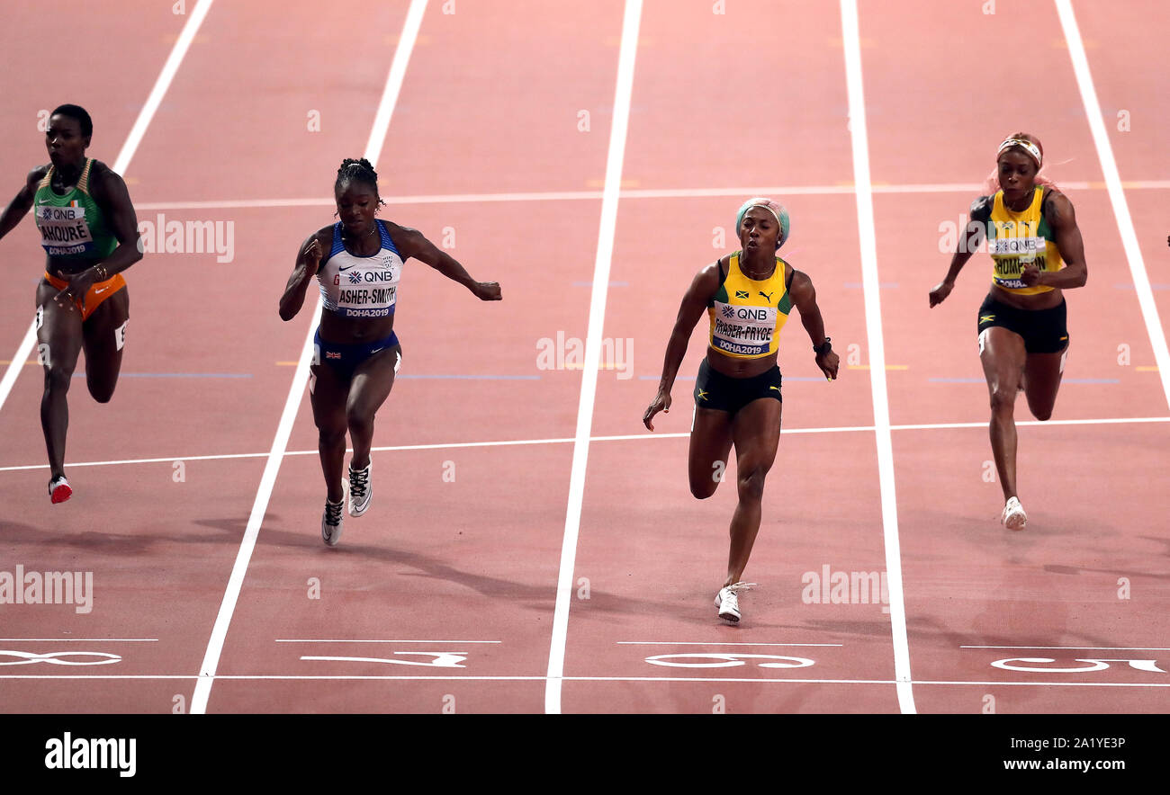 Jamaica’s ShellyAnn FraserPryce wins the Women’s 100m final ahead of
