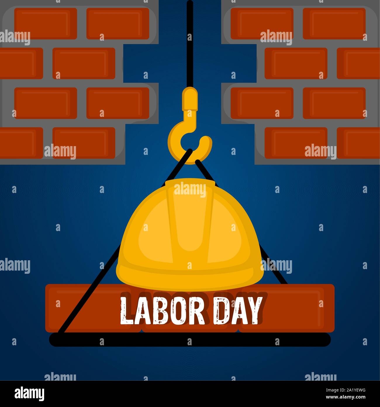 Labor day poster with a construction helmet on a crane - Vector Stock ...