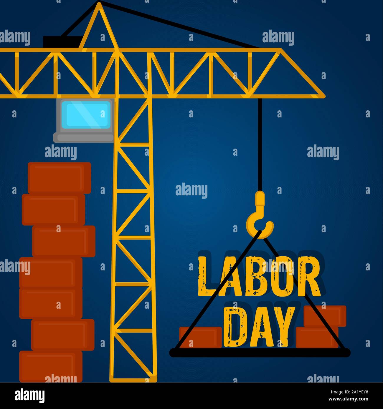 Labor day poster with a crane - Vector Stock Vector Image & Art - Alamy