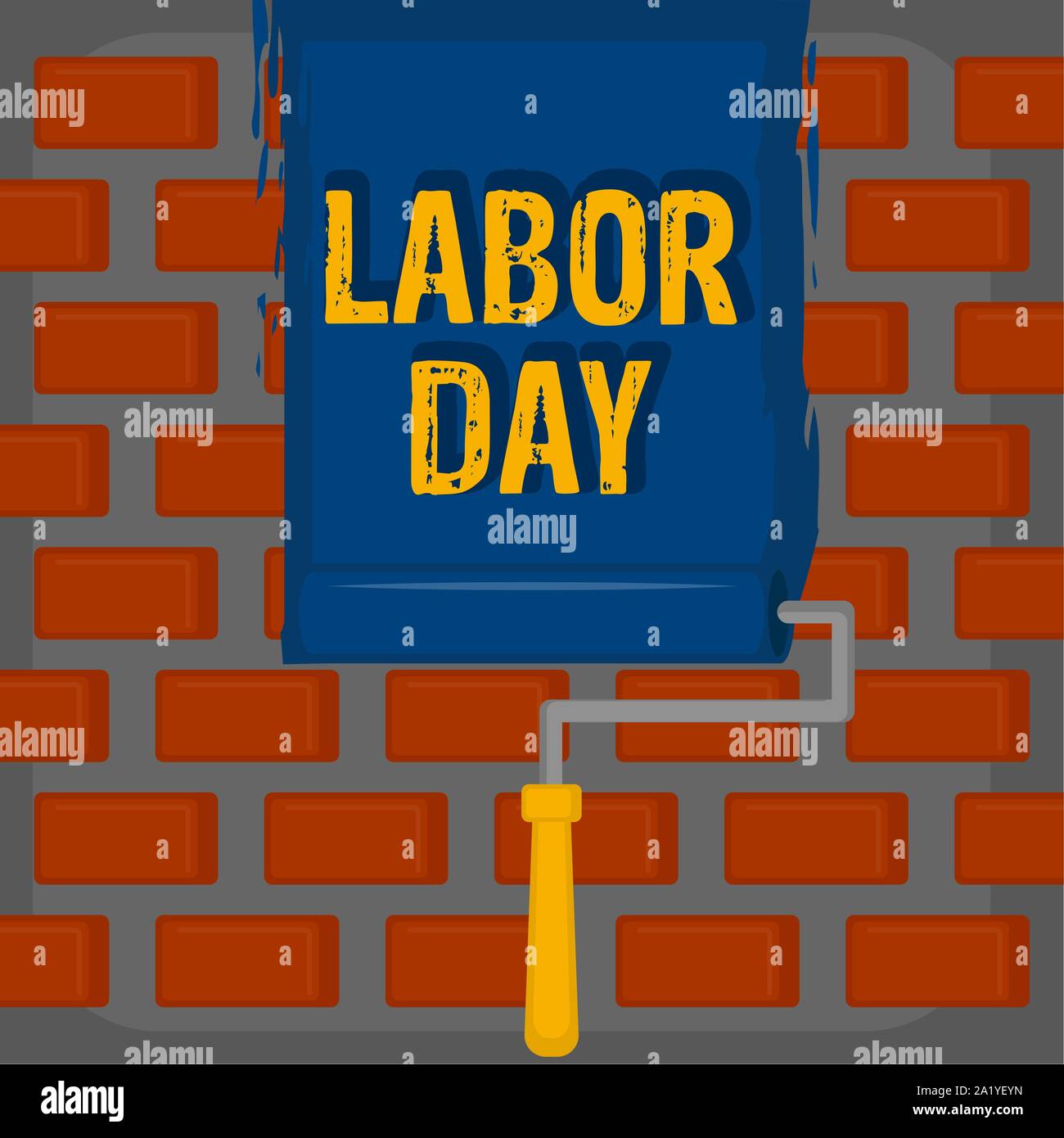 Labor day poster with a paint roller Vector Stock Vector Image & Art