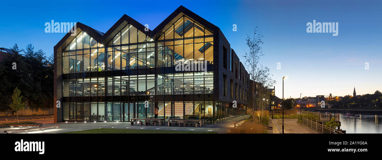 Tombola corporate office at dusk, Sunderland, Tyne & Wear, United Kingdom Stock Photo