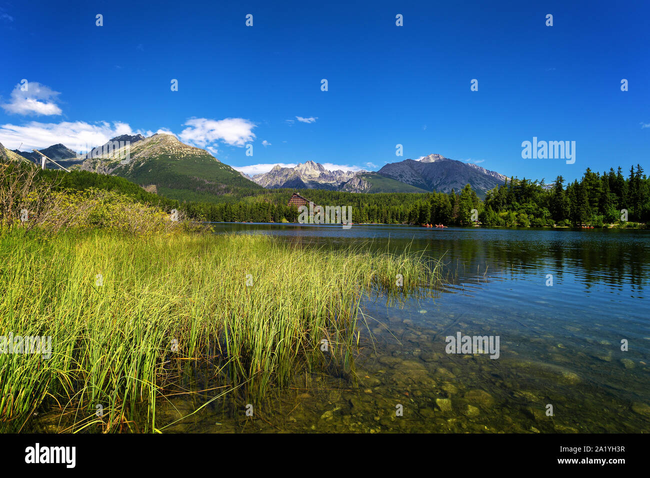 Mountain lake Strbske pleso in National Park High Tatra, Slovakia, Europe Stock Photo
