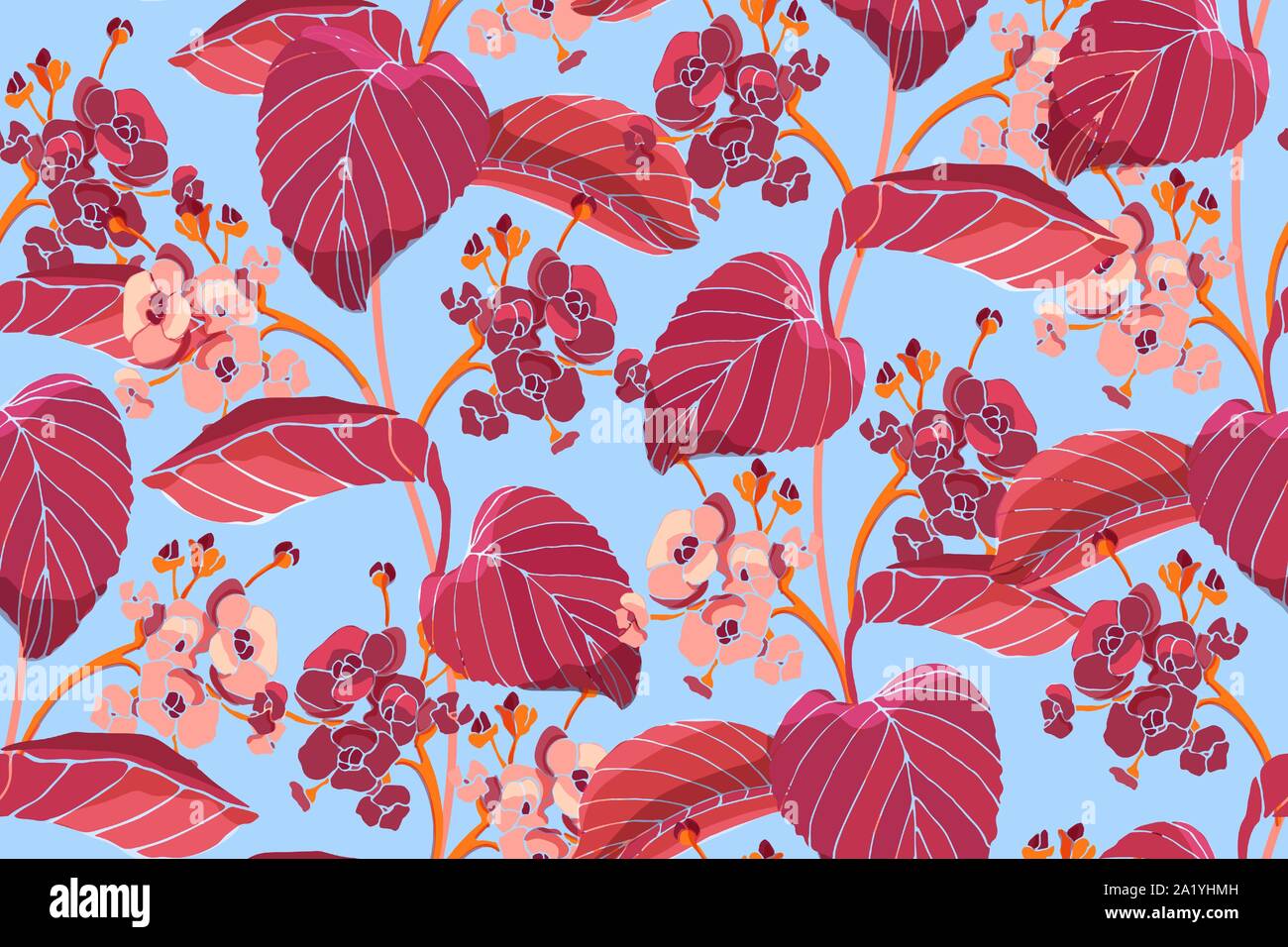 Art floral seamless pattern. Red autumn leaves. Stock Vector