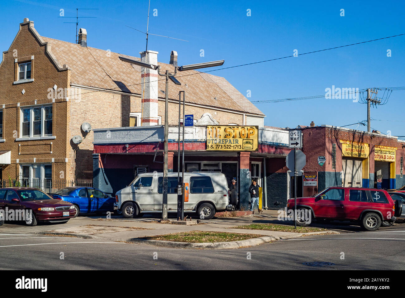 Commercial buildings in the Little Village neighborhood Stock Photo Alamy