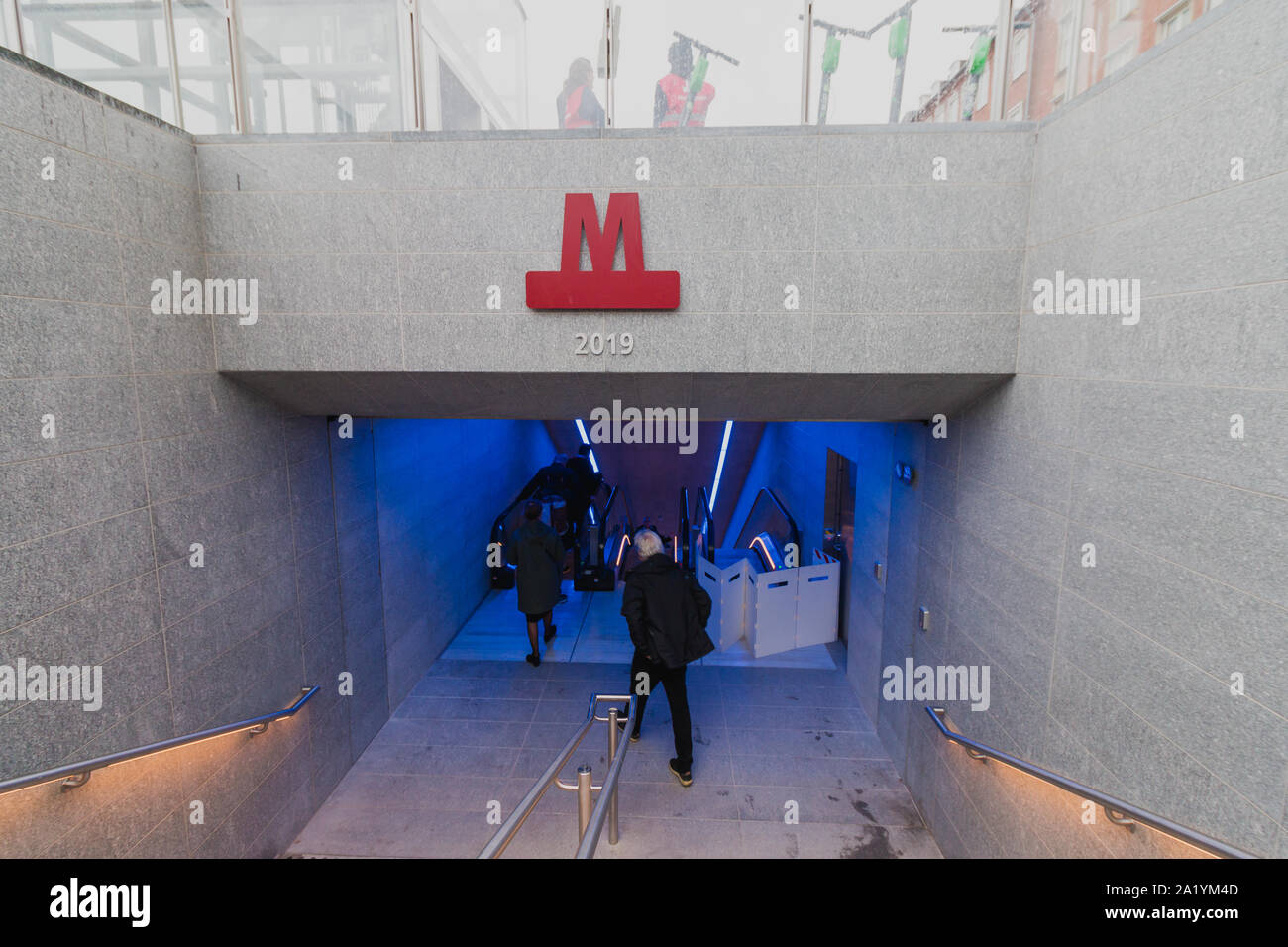 Copenhagen, Zealand Denmark - 29 9 2019: First people going to try new M3 Cityringen metro line in Copenhagen Stock Photo