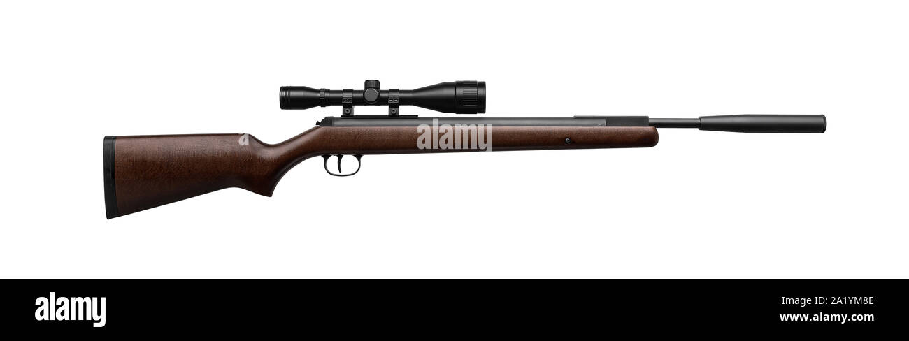 Air rifle isolated on white background. Pneumatic gun Stock Photo - Alamy