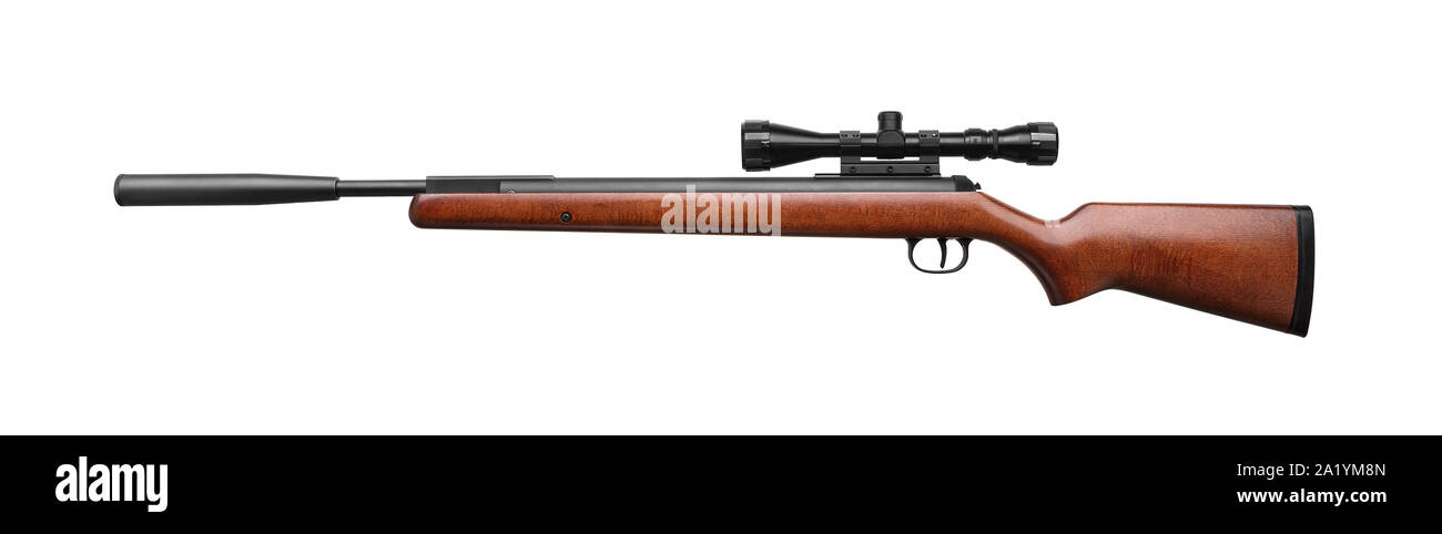 Air rifle isolated on white background. Pneumatic gun Stock Photo - Alamy