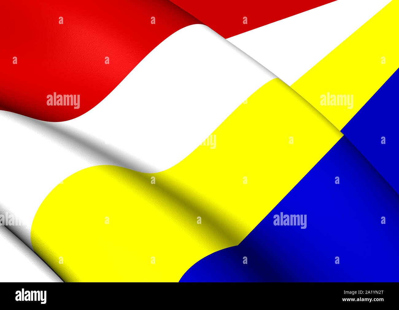 3D Flag of Renkum (Gelderland), Netherlands. 3D Illustration. Stock Photo