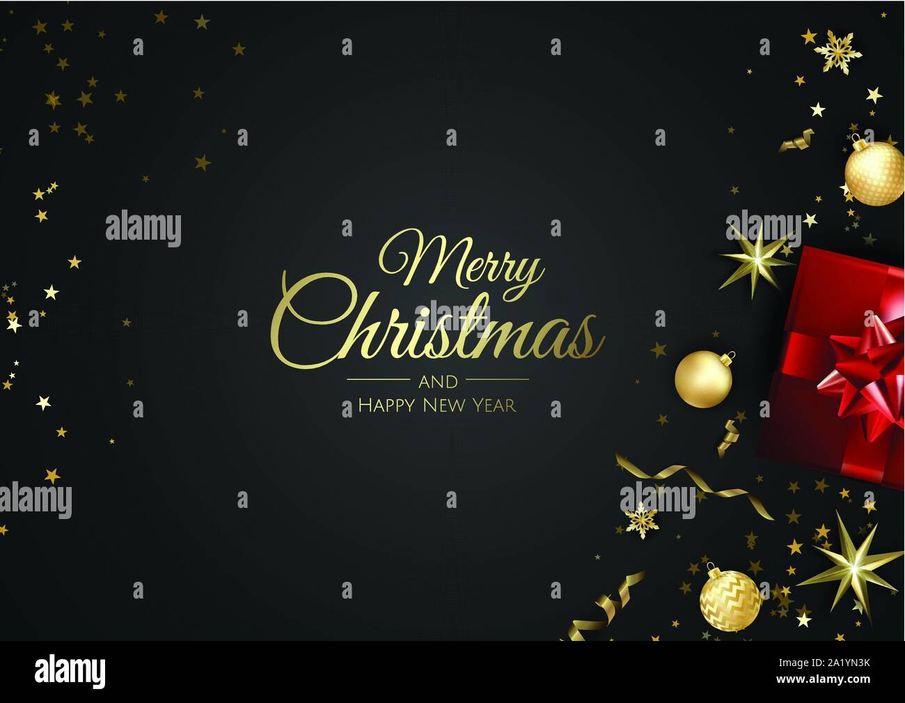 Merry Christmas and Happy New Year. Xmas background with gift box ...