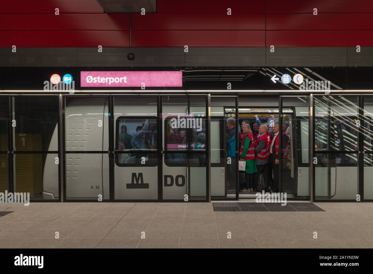 Copenhagen, Zealand Denmark - 29 9 2019: People trying new M3 Cityringen metro line. Osterport station Stock Photo