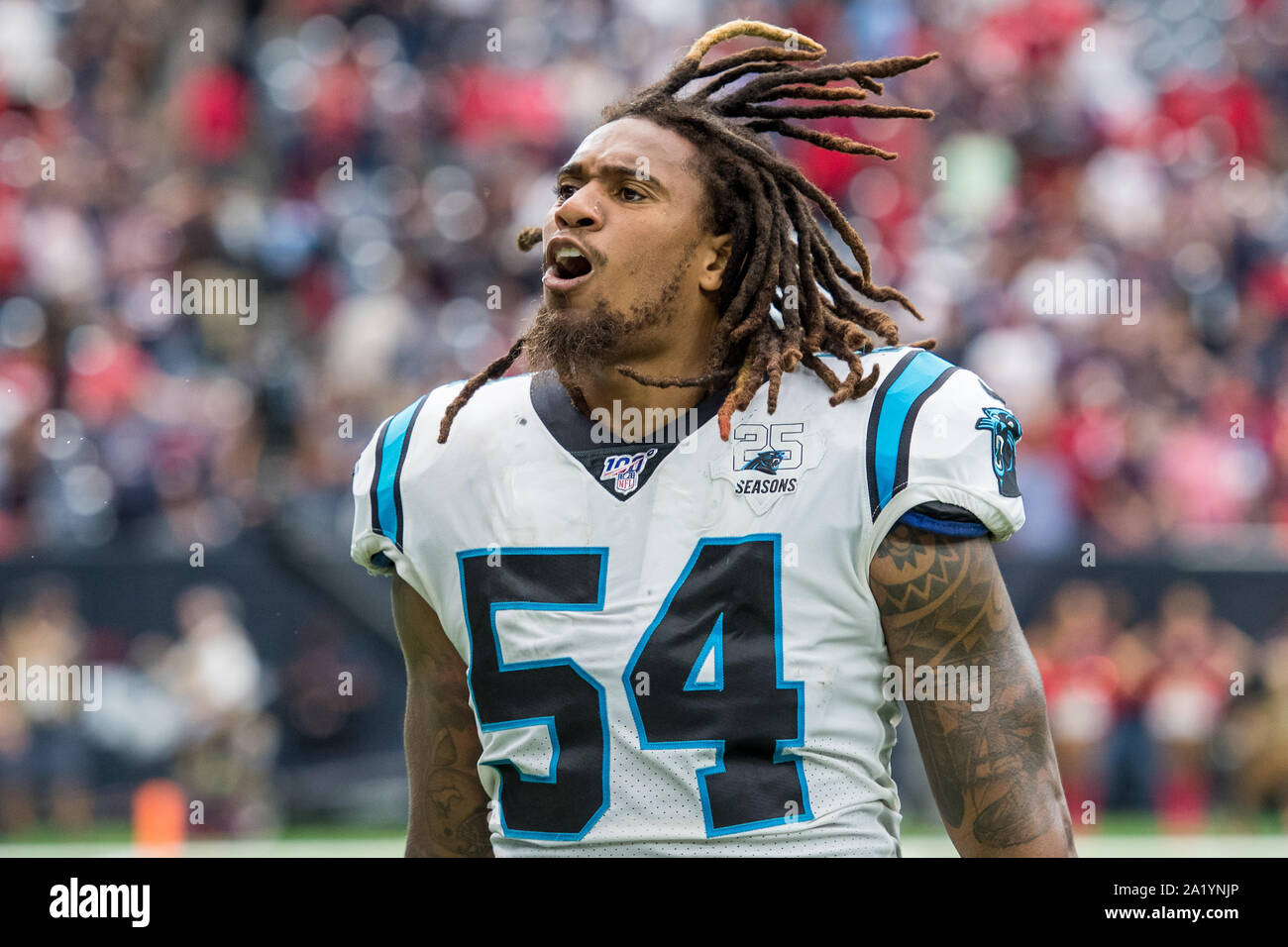 Houston, TX, USA. 29th Sep, 2019. Carolina Panthers outside