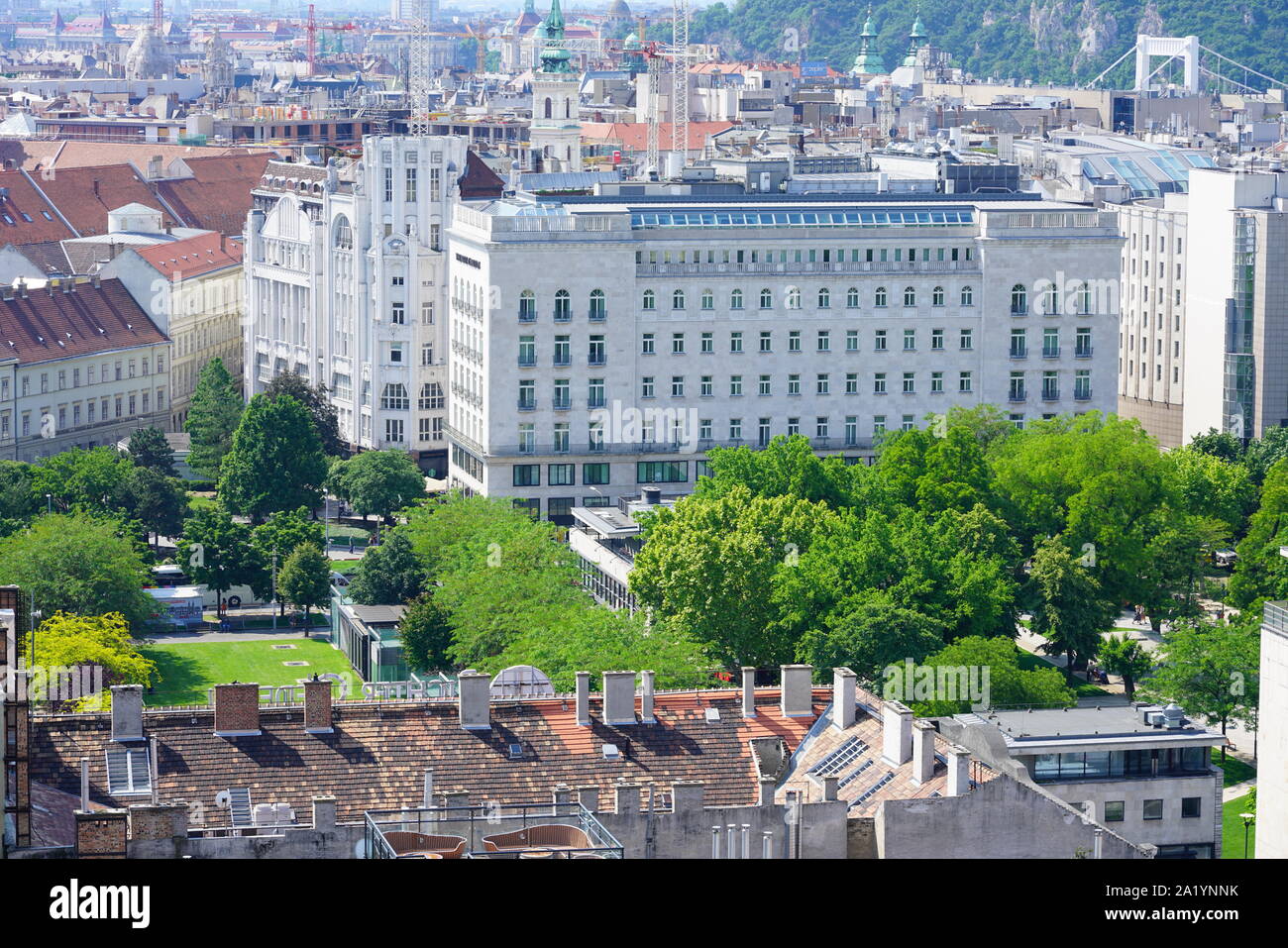 BUDAPEST, HUNGARY 26 MAY 2019 Exterior view of the landmark RitzCarlton Budapest, a luxury