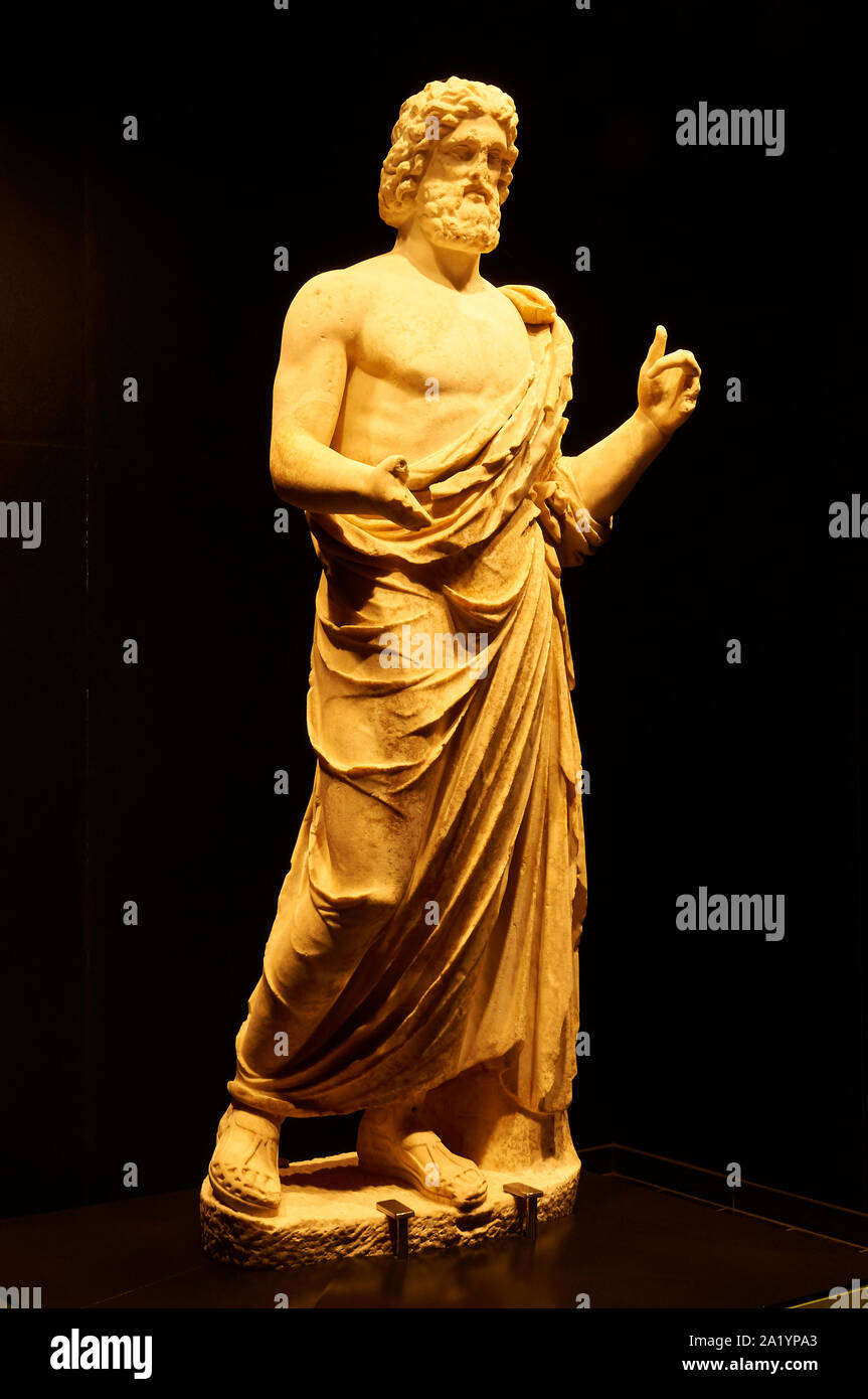 Ancient greek statue of Asclepius, god of medicine found in Neapolis at