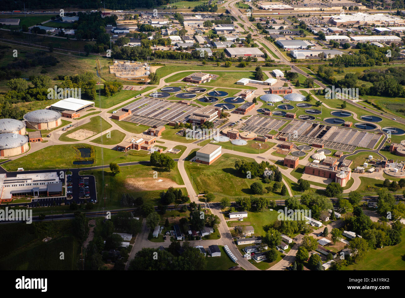 Aerial photograph of the Madison Metropolitan Sewage Treatment Plant